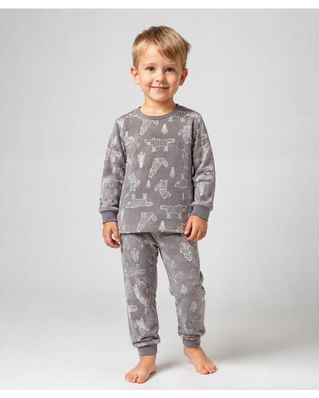 Pyjamas with all-over print for boys, light grey (KiK Pyjama mit Allover-Muster (hellgrau)) — KiK, authentic German product in Morocco