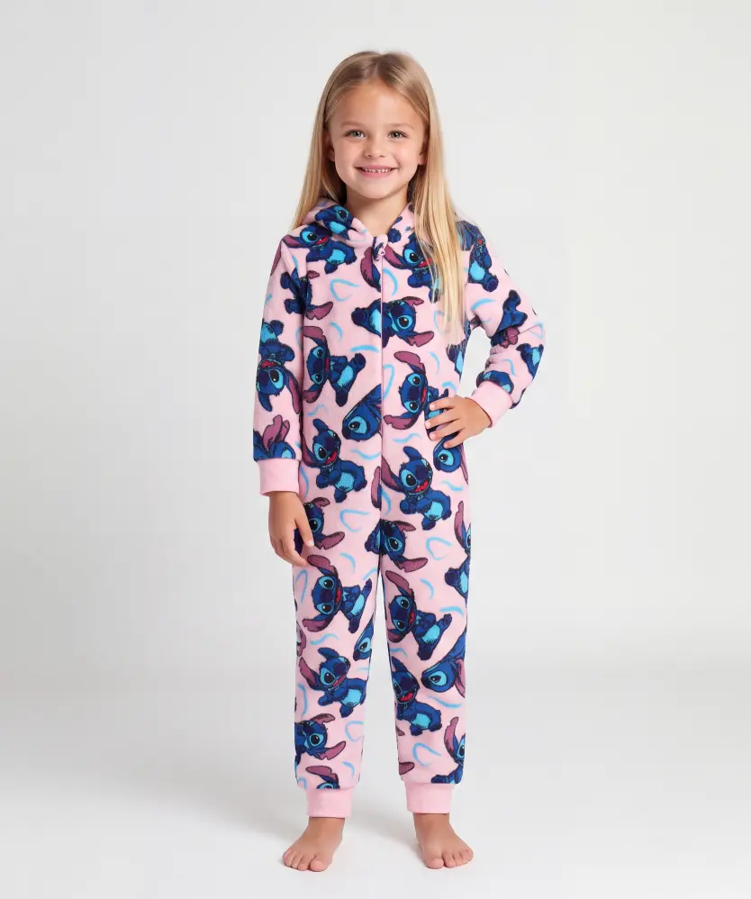 Stitch Fleece-Jumpsuit für Mädchen, rosa