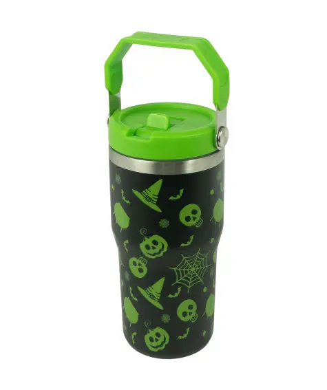 Halloween Isolierbecher mit Strohhalm