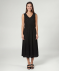 Ärmelloses Kleid mit Lochstickerei schwarz
