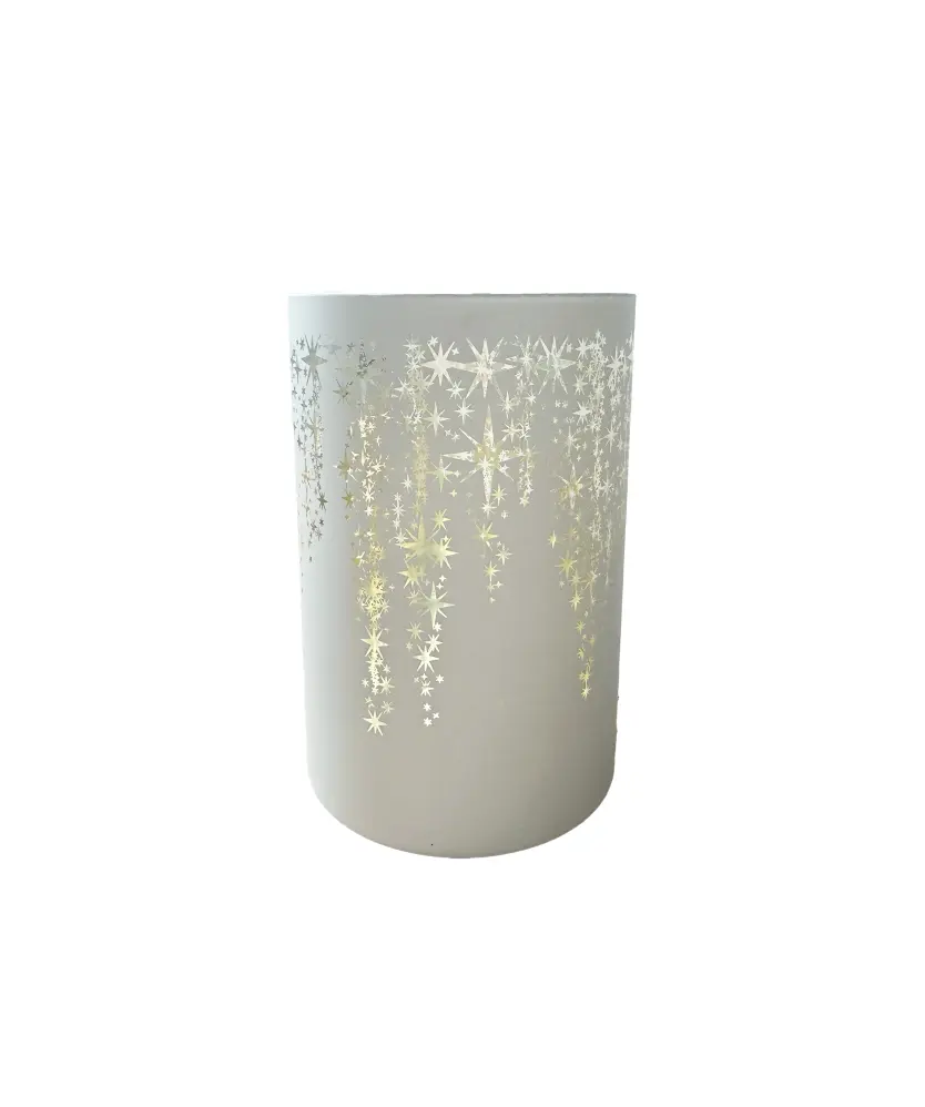 Glas-Teelichthalter Weihnachten, Weiß/gold