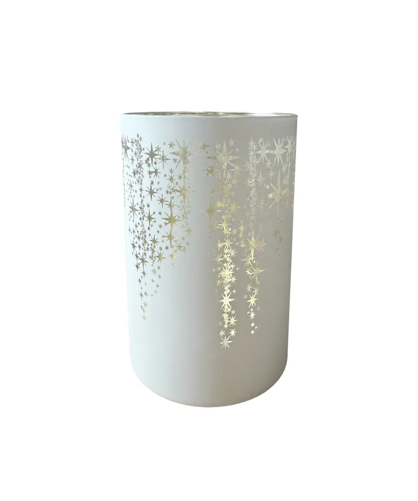 Glas-Teelichthalter Weihnachten, Weiß/gold