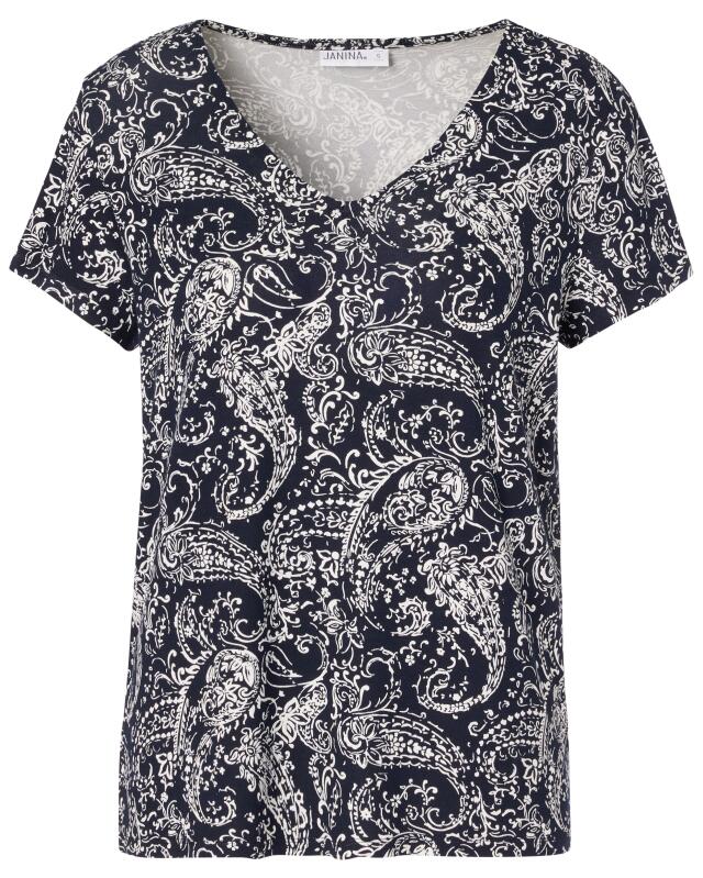 T-shirt manches courtes en viscose femme, bleu/blanc (KiK Viskose-Shirt Kurzarm (blau/weiß)) — KiK, produit allemand authentique au Maroc