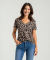 Viskose-Shirt Kurzarm Leopardendruck