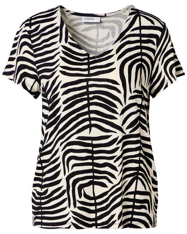 Short-sleeve viscose top for women, zebra print (KiK Viskose-Shirt Kurzarm (Zebradruck)) — KiK, authentic German product in Morocco