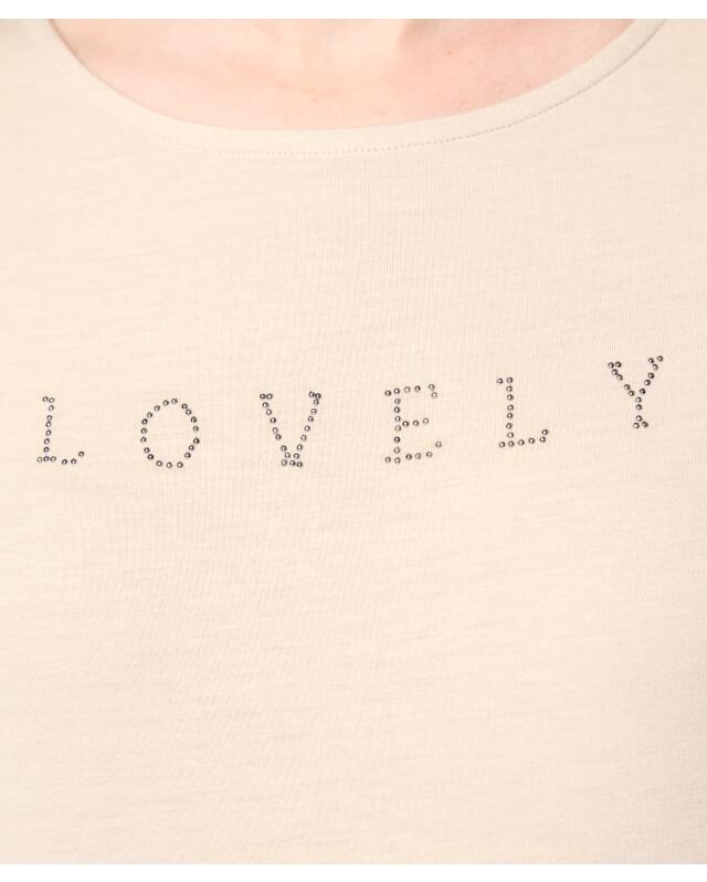 تيشيرت بكتابة من حجر الراين للنساء، كريمي (KiK Shirt mit Schriftzug aus Steinchen (creme)) — KiK, منتج ألماني أصلي في المغرب