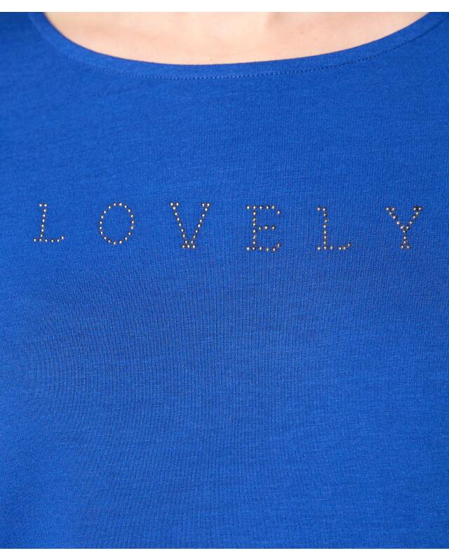 T-shirt à inscription en strass femme, bleu (KiK Shirt mit Schriftzug aus Steinchen (blau)) — KiK, produit allemand authentique au Maroc