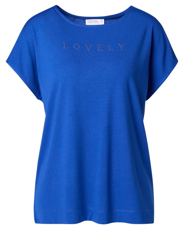 T-shirt à inscription en strass femme, bleu (KiK Shirt mit Schriftzug aus Steinchen (blau)) — KiK, produit allemand authentique au Maroc