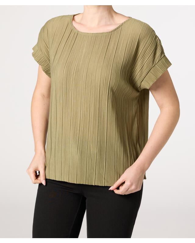 T-shirt plissé femme, kaki (KiK Plissee-Shirt (Khaki)) — KiK, produit allemand authentique au Maroc
