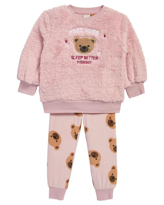 بيجامة فليس لامعة للبنات، وردي قديم (KiK Fleece-Pyjama mit Glitzer (altrosa)) — KiK, منتج ألماني أصلي في المغرب
