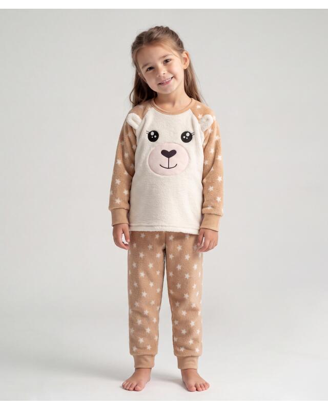 Pyjama polaire à design animal fille, blanc cassé (KiK Fleece-Pyjama im Tier-Design (offwhite)) — KiK, produit allemand authentique au Maroc