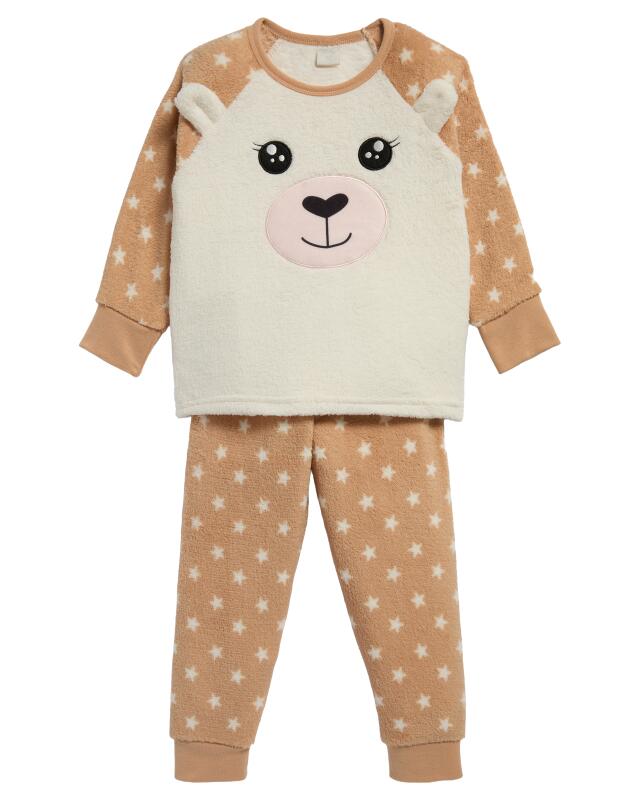 Pyjama polaire à design animal fille, blanc cassé (KiK Fleece-Pyjama im Tier-Design (offwhite)) — KiK, produit allemand authentique au Maroc