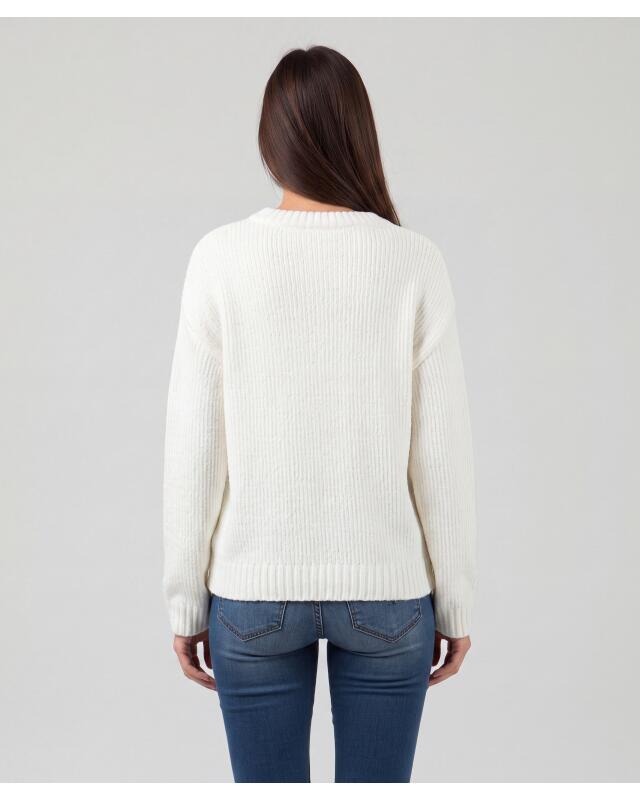 Pull en chenille femme, blanc cassé (KiK Pullover aus Chenille (offwhite)) — KiK, produit allemand authentique au Maroc