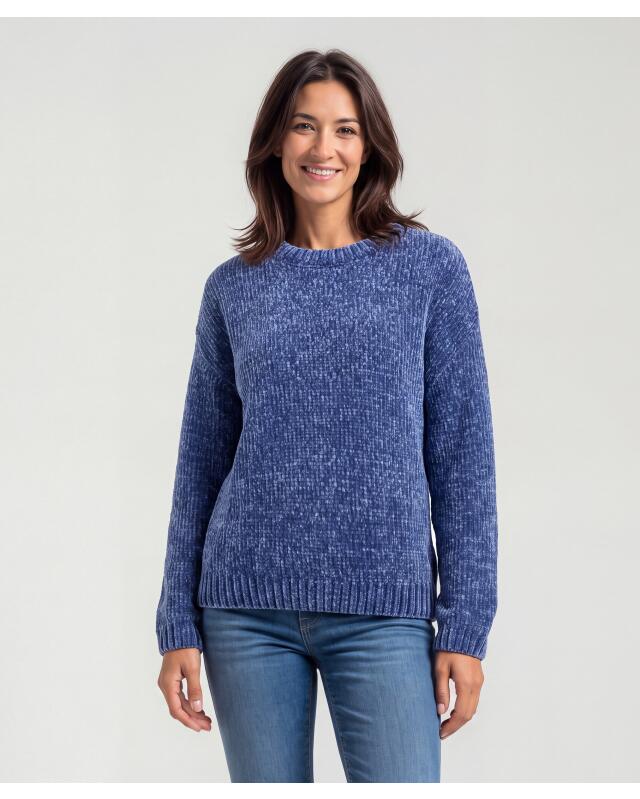 كنزة من الشنيل للنساء، أزرق جينز (KiK Pullover aus Chenille (jeansblau)) — KiK, منتج ألماني أصلي في المغرب