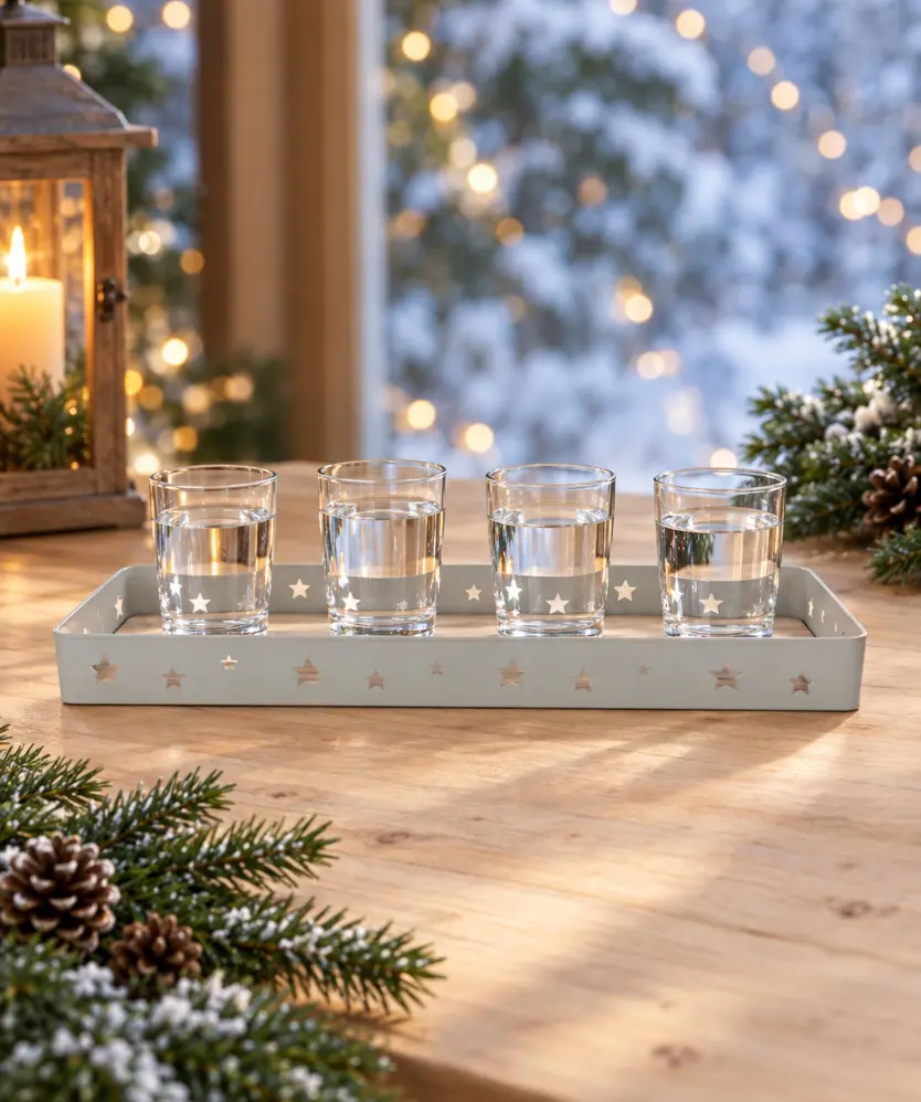 Dekotablett Weihnachten, weiß