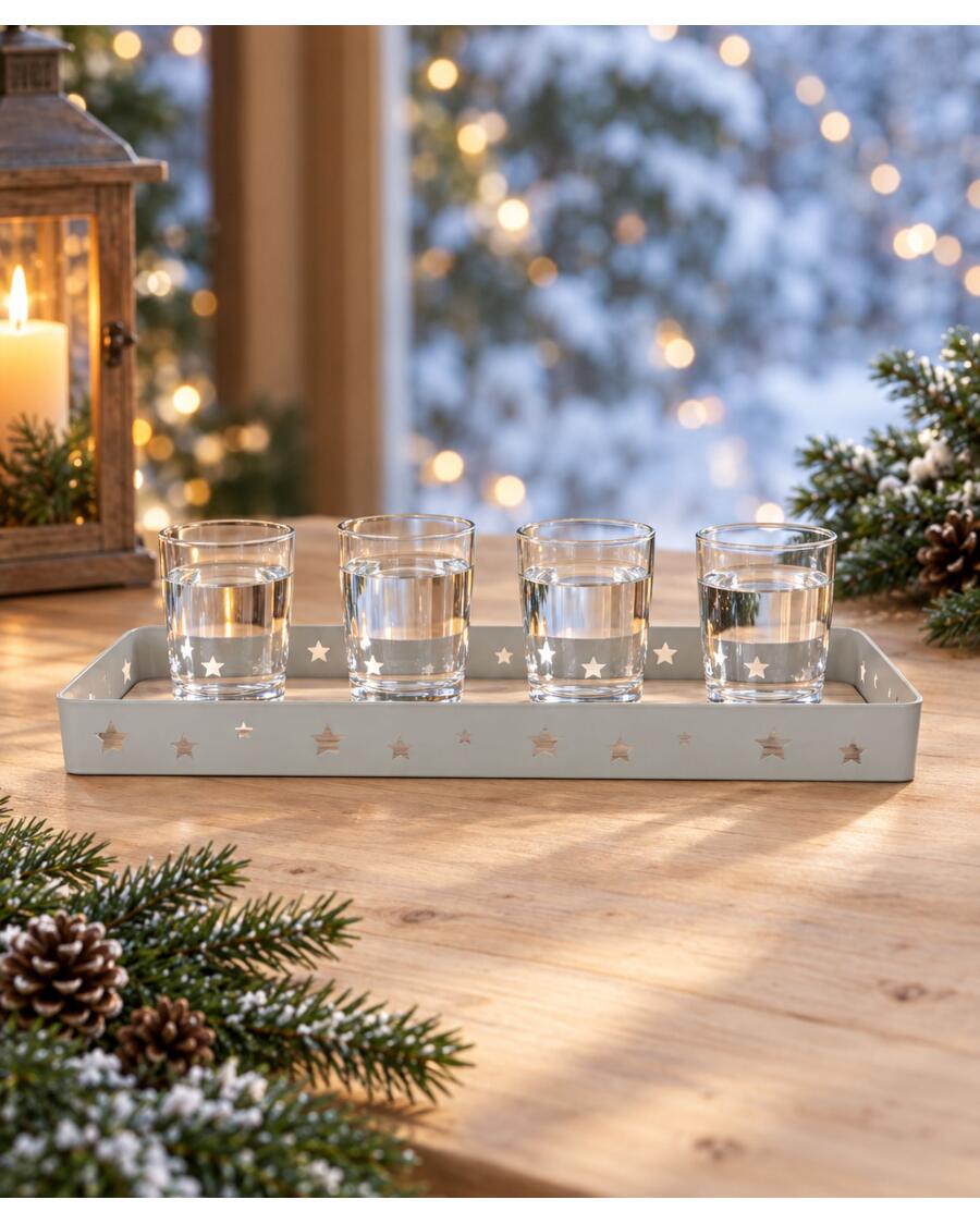 Dekotablett Weihnachten, weiß