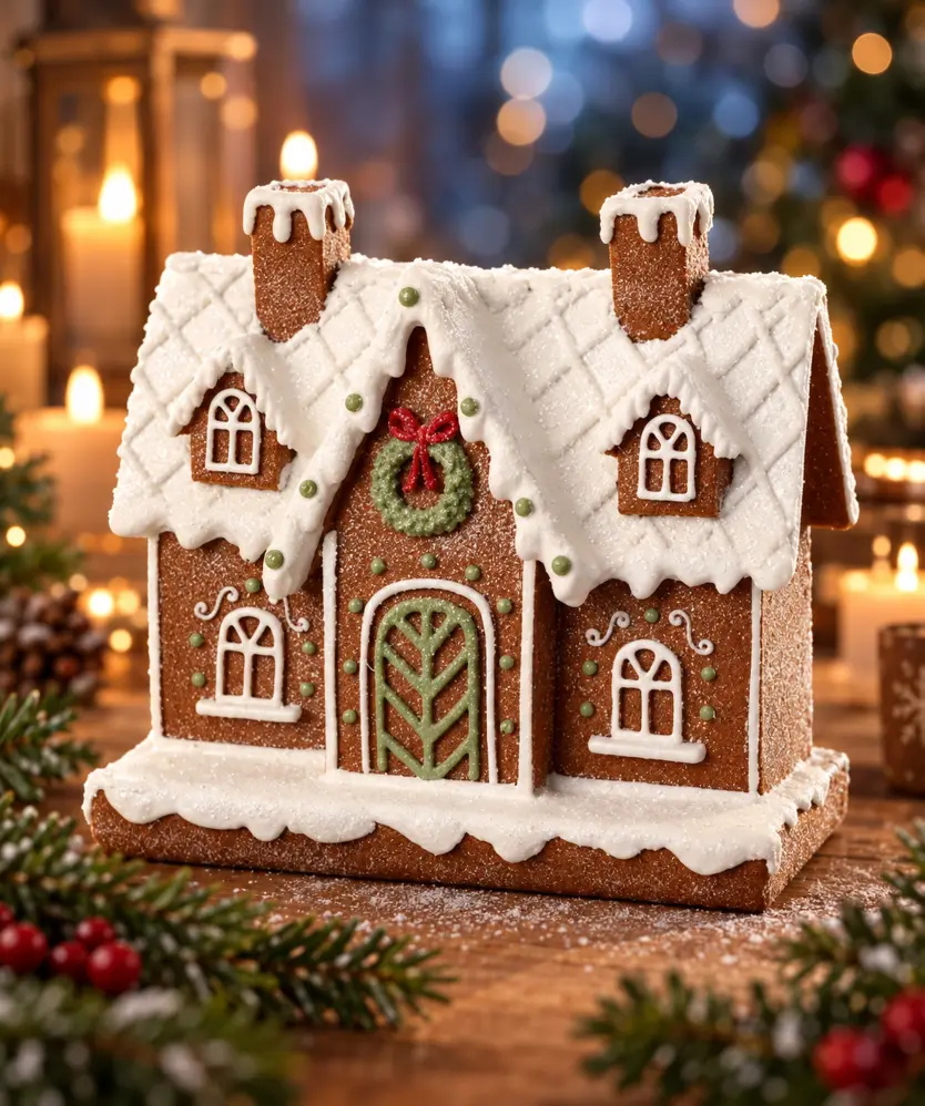 Deko-Lebkuchenhaus Weihnachten, braun