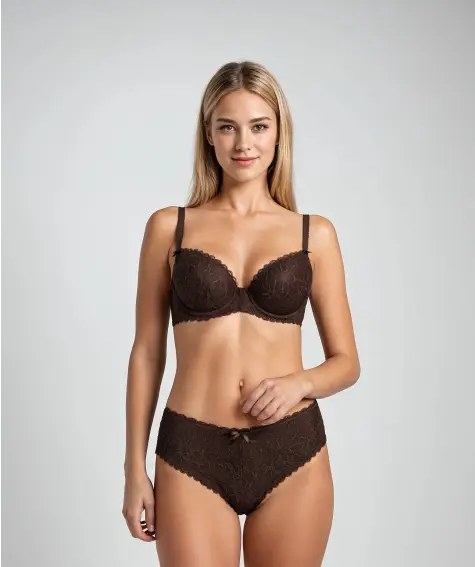Push-up-BH + Panty in Braun
