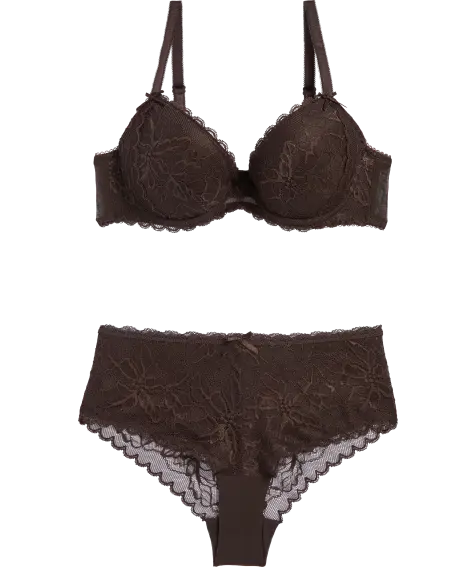 Push-up-BH + Panty in Braun