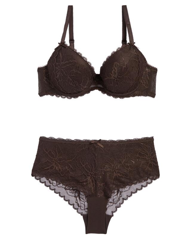 Push-up bra + hipster briefs for women, brown (KiK Push-up-BH + Panty in Braun (braun)) — KiK, authentic German product in Morocco