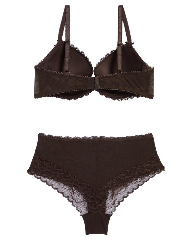 Push-up bra + hipster briefs for women, brown (KiK Push-up-BH + Panty in Braun (braun)) — KiK, authentic German product in Morocco