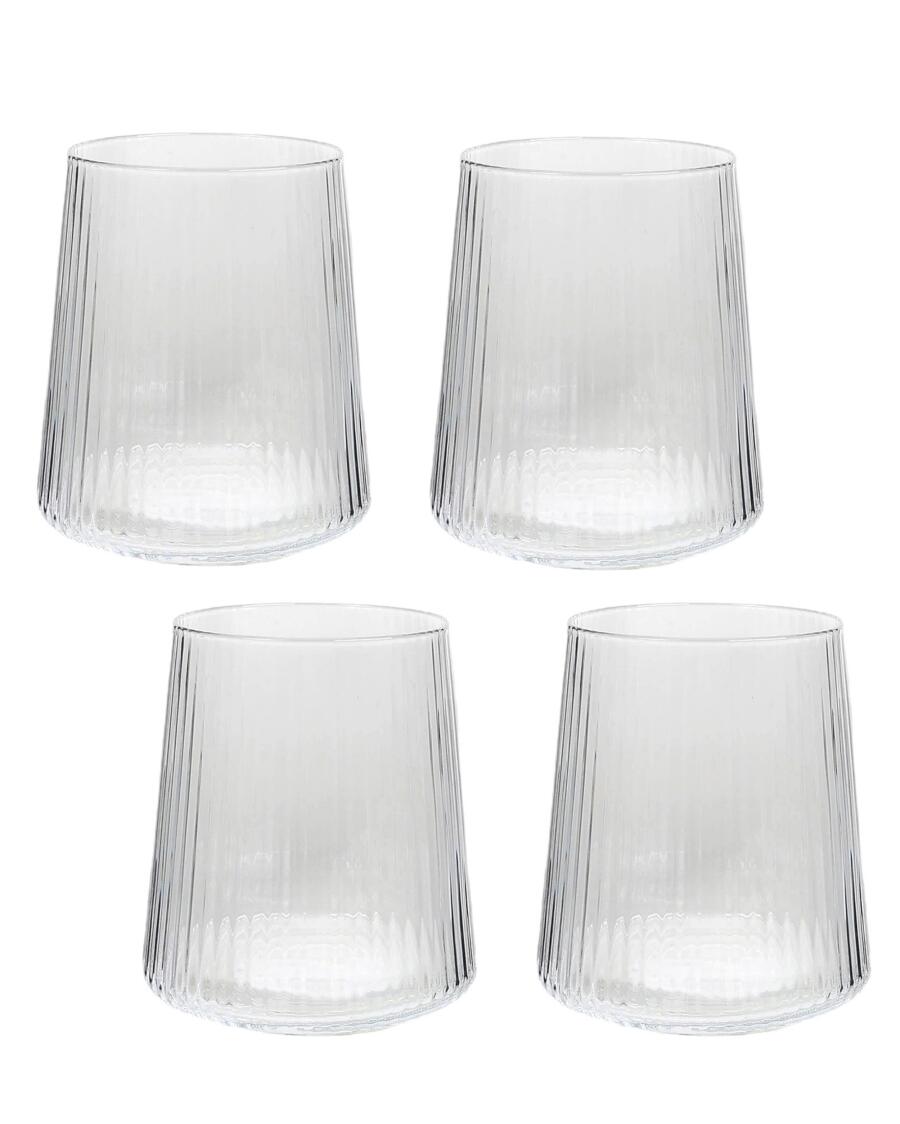 Geriffelte Gläser, transparent