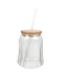 Trinkglas mit Bambusdeckel transparent