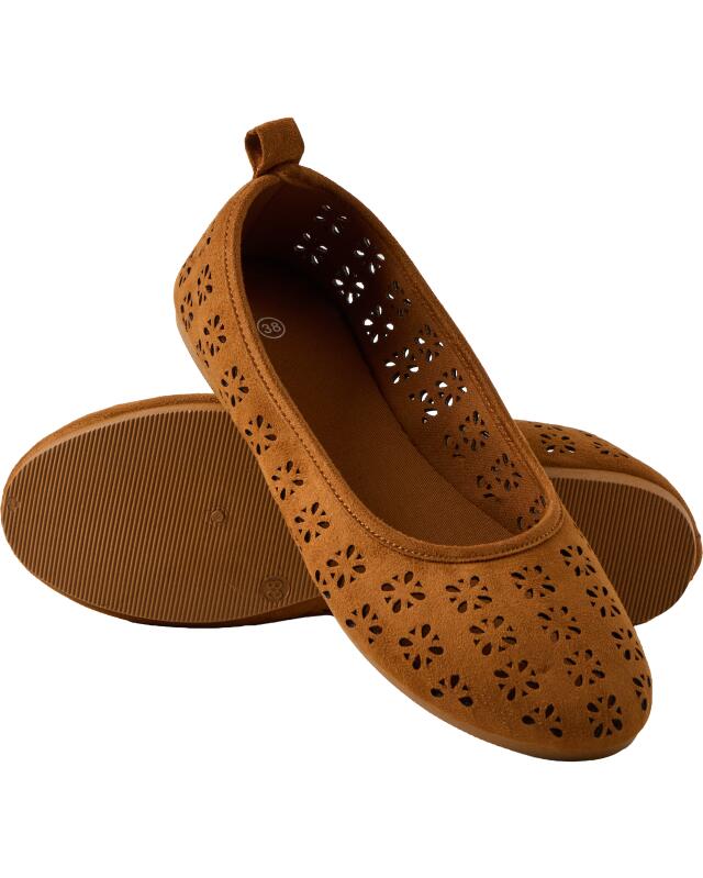 Velour-look ballet flats for women, brown (KiK Ballerinas in Veloursoptik (braun)) — KiK, authentic German product in Morocco