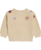 Strickpullover mit Blumenstickerei offwhite