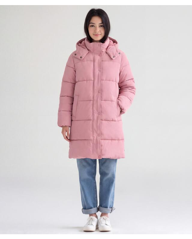 Manteau matelassé doublé fille, vieux rose — KiK, produit allemand authentique au Maroc