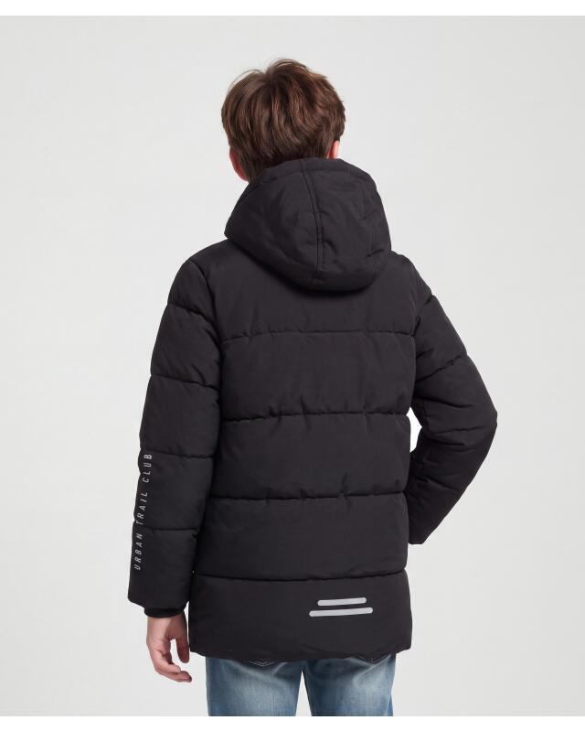 Parka matelassée à inscriptions garçon, noir (KiK Steppparka mit Schriftzügen (schwarz)) — KiK, produit allemand authentique au Maroc