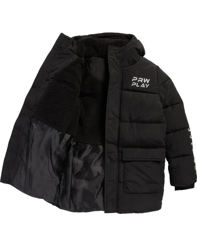Parka matelassée à inscriptions garçon, noir (KiK Steppparka mit Schriftzügen (schwarz)) — KiK, produit allemand authentique au Maroc