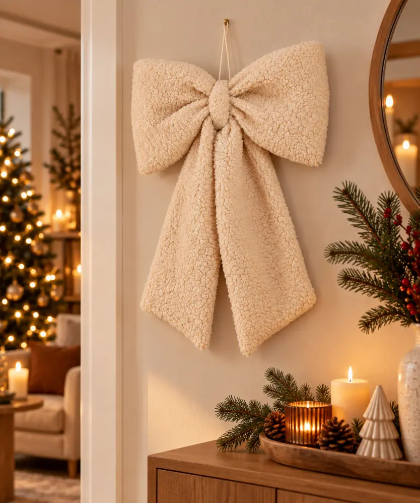 Deko-Schleife Weihnachten, offwhite