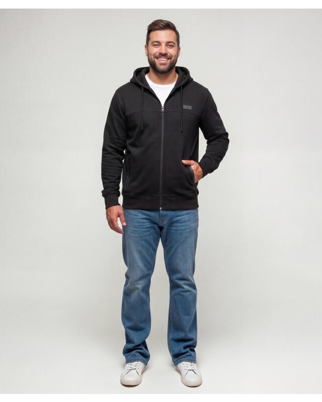Veste sweat zippée à capuche homme, noir (KiK Sweatjacke mit Kapuze (schwarz)) — KiK, produit allemand authentique au Maroc