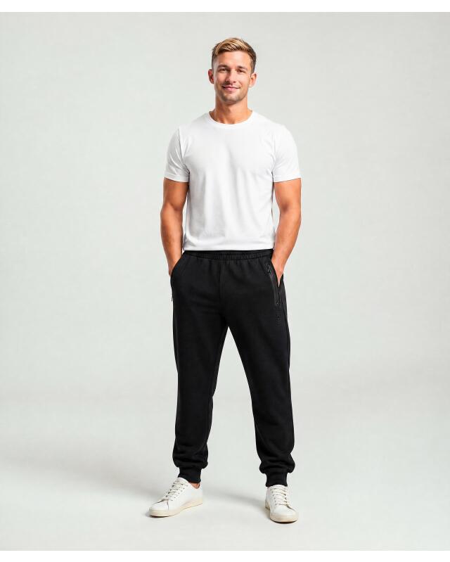 Pantalon de jogging à poches zippées homme, noir (KiK Jogginghose mit Reißverschlusstaschen (schwarz)) — KiK, produit allemand authentique au Maroc