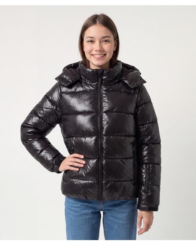 Shiny ski jacket for girls, black (KiK Glänzende Skijacke (schwarz)) — KiK, authentic German product in Morocco