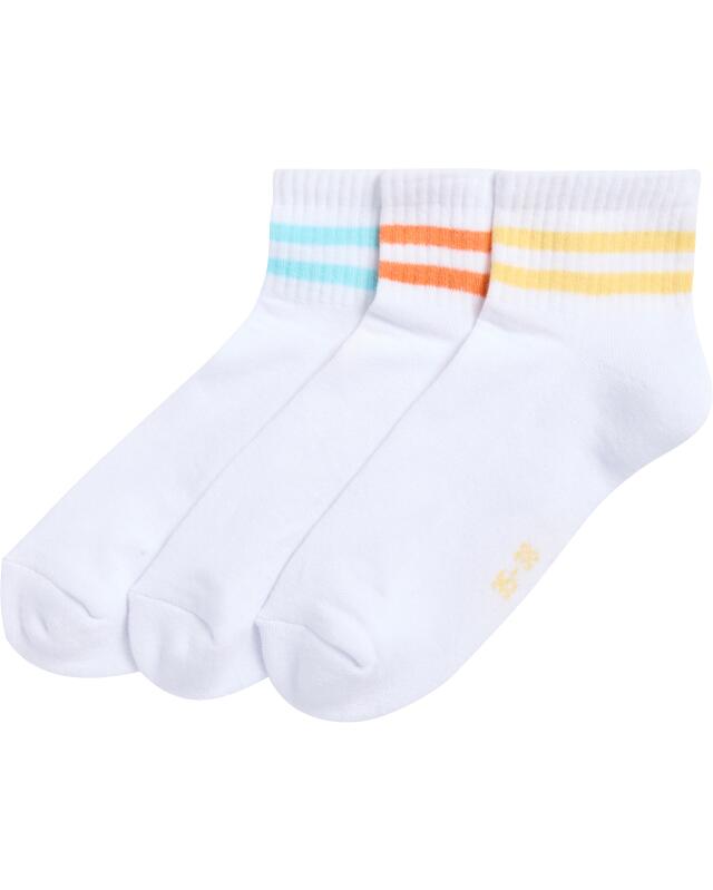 Sports socks with contrast stripes for women, white — KiK, authentic German product in Morocco