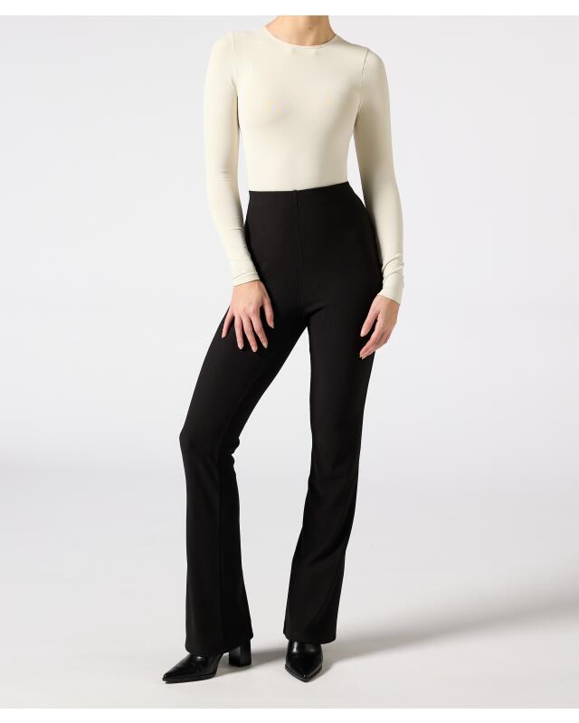 Pantalon évasé côtelé femme, noir (KiK Schlaghose gerippt (schwarz)) — KiK, produit allemand authentique au Maroc