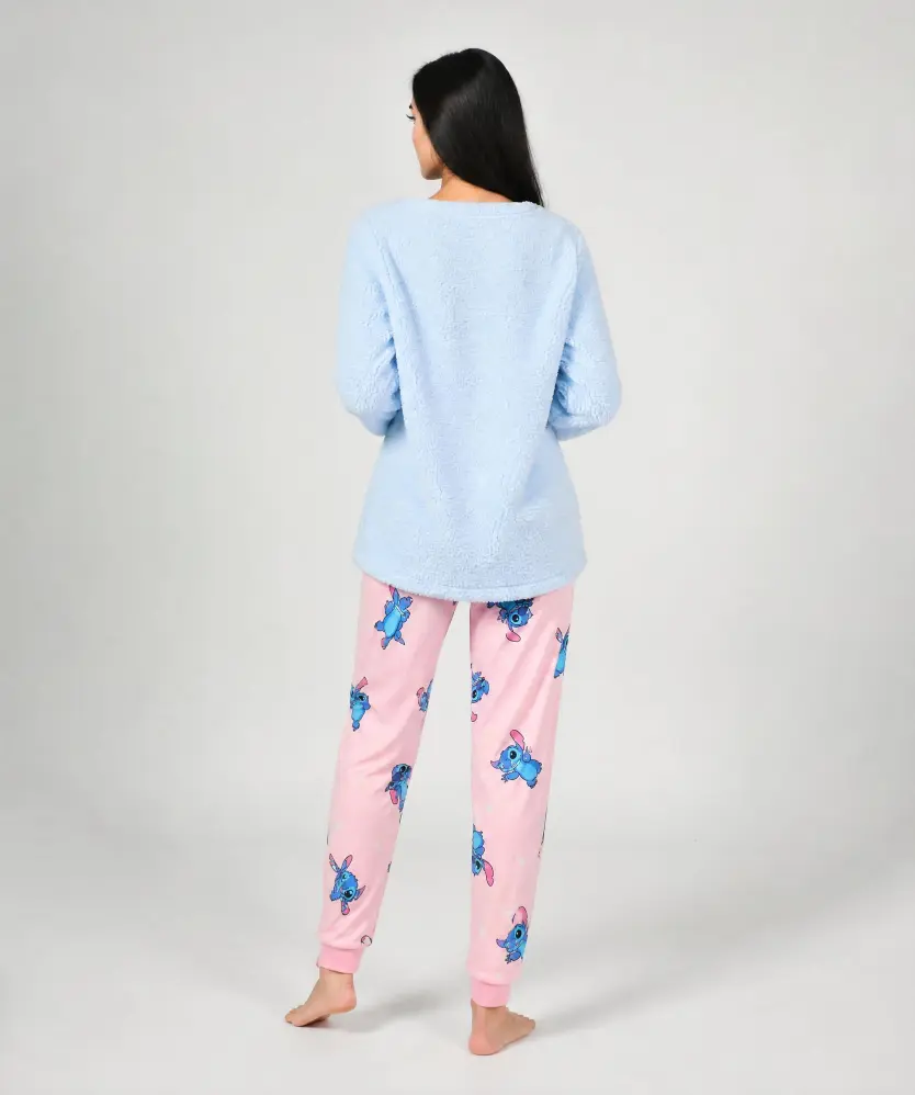 Pyjama mit Teddyfleece-Oberteil für Damen, rosa