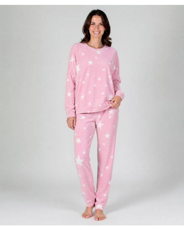 Pyjama à motif étoiles femme, rose (KiK Pyjama mit Sternenmuster (rosa)) — KiK, produit allemand authentique au Maroc
