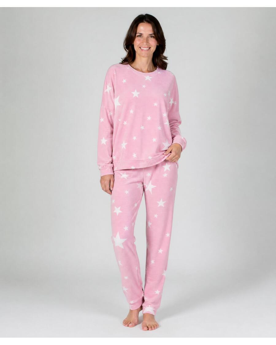 Pyjama mit Sternenmuster für Damen, rosa