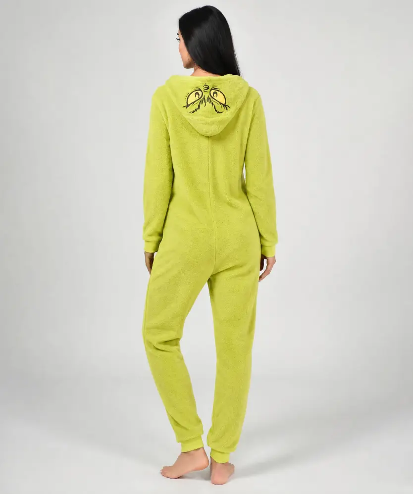 Grüner Fleece-Jumpsuit für Damen, limette