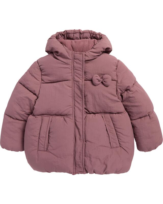 Puffer jacket with decorative bow for girls, berry (KiK Steppjacke mit Zierschleife (beere)) — KiK, authentic German product in Morocco