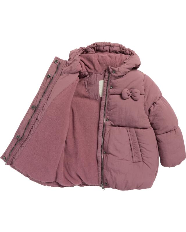 Puffer jacket with decorative bow for girls, berry (KiK Steppjacke mit Zierschleife (beere)) — KiK, authentic German product in Morocco