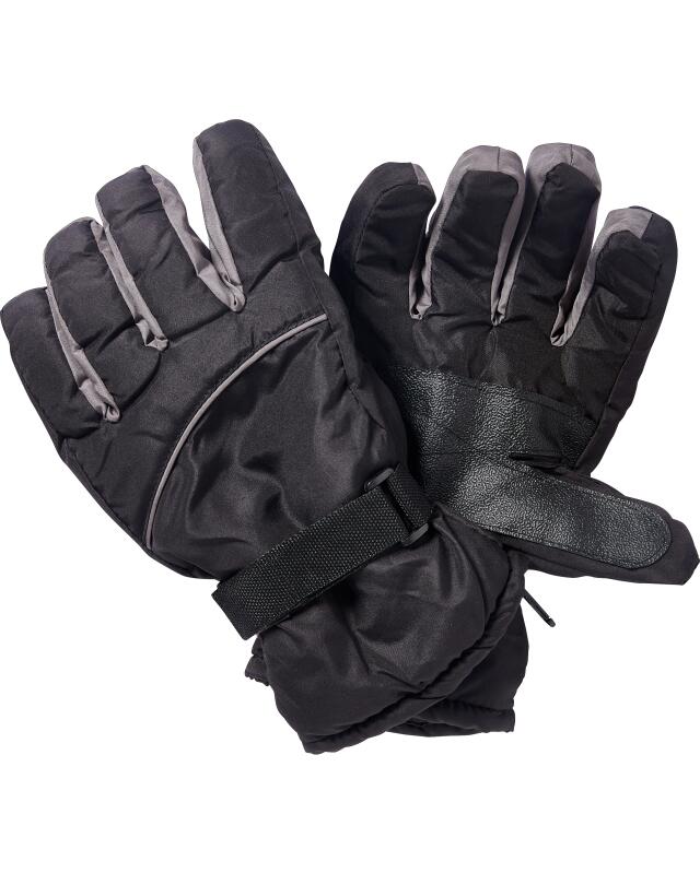 Gants de ski à scratch homme, noir/gris (KiK Skihandschuhe mit Klettband (schwarz/grau)) — KiK, produit allemand authentique au Maroc