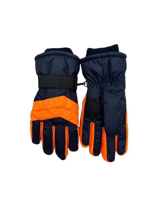 Ski gloves with neon details for boys, neon orange — KiK, authentic German product in Morocco