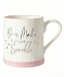 Tasse mit silberner Schrift weiß/rosa
