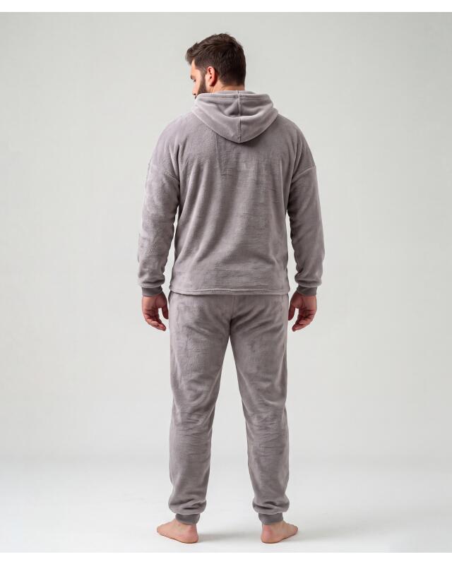 بيجامة بقميص بقبعة للرجال، رمادي فاتح (KiK Pyjama mit Kapuzenoberteil (hellgrau)) — KiK, منتج ألماني أصلي في المغرب