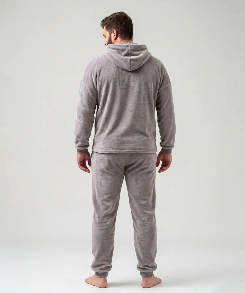 Pyjama mit Kapuzenoberteil für Herren, hellgrau