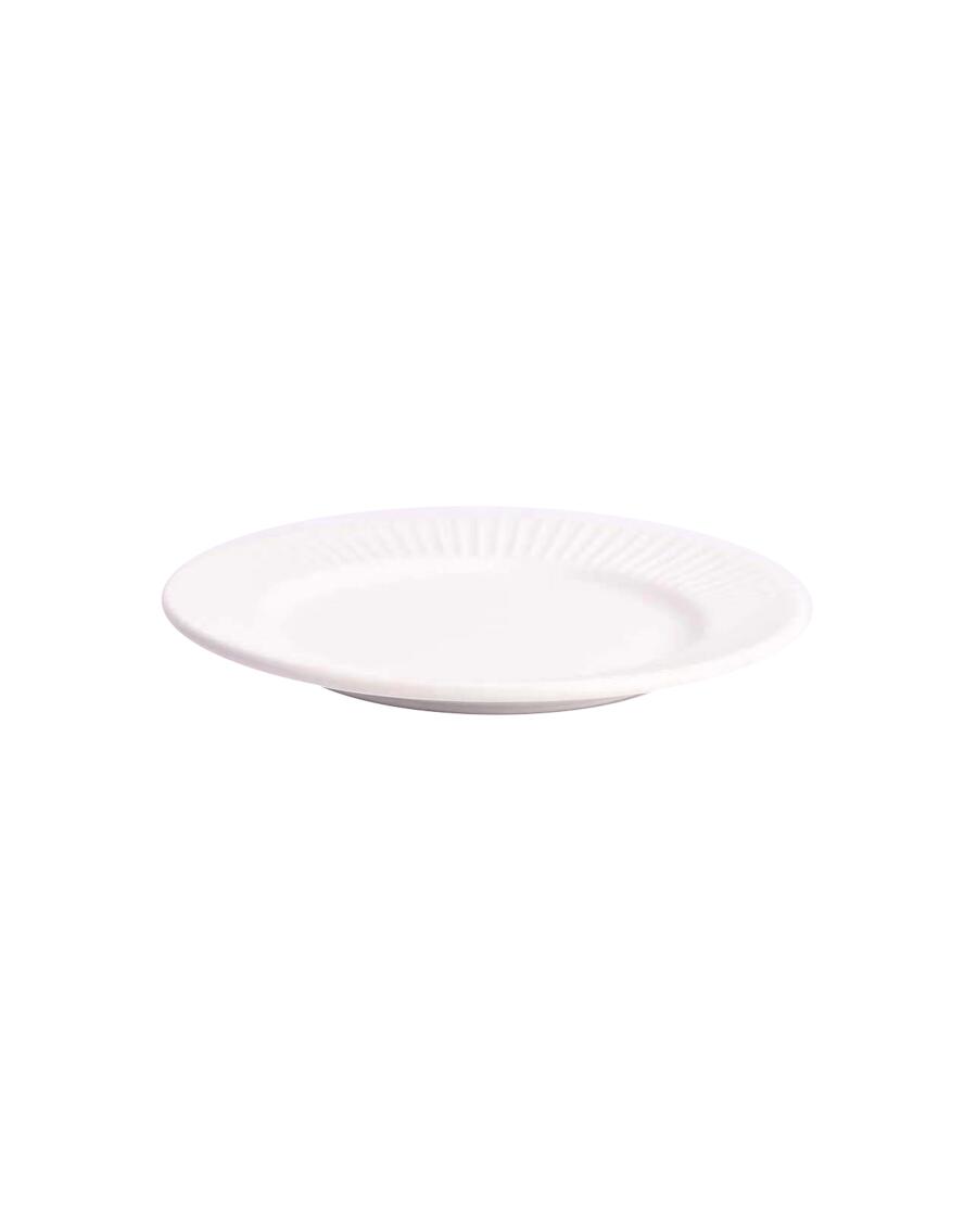 Teller mit dekorativem Rillenrand, creme